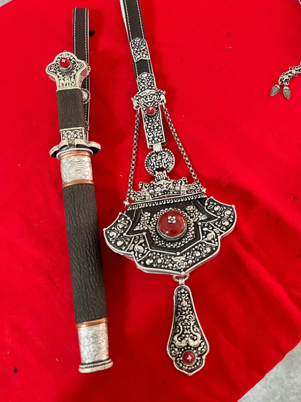 藏族风格白铜材质腰链高档腰带手工精细民族配饰