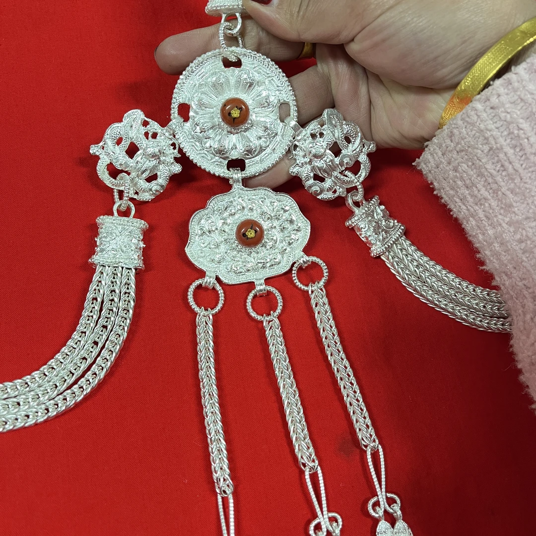 2023新款藏族配饰腰带白铜镀银新款挂件不掉色