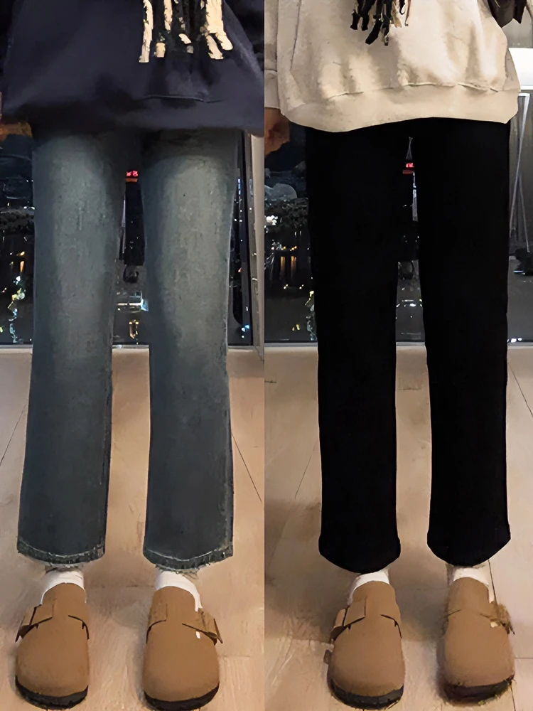 春季胖mm大码显瘦牛仔法棍裤高腰遮胯遮肉梨形身材百搭弹力直筒裤