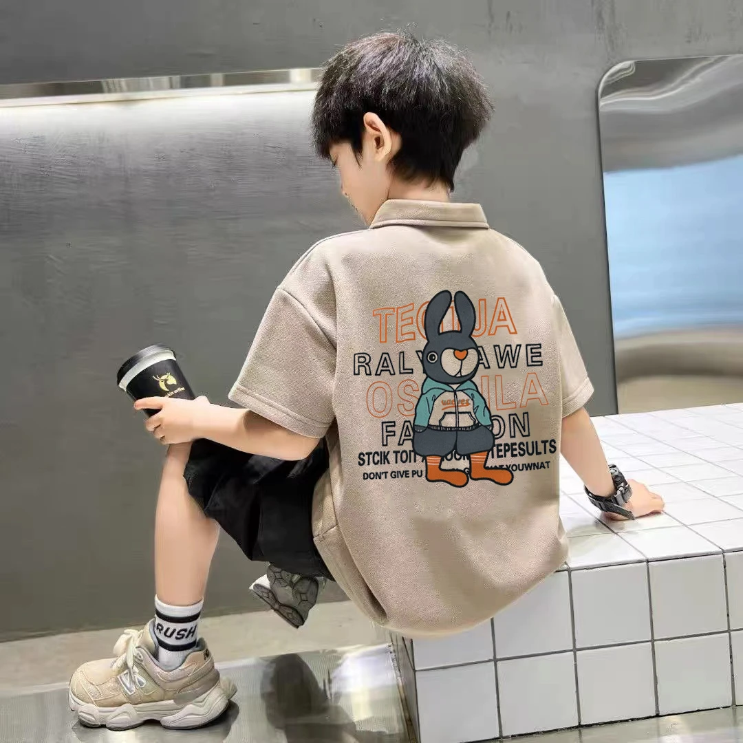 【兔子先生】儿童翻领POLO衫夏季短袖韩版潮童百搭时尚洋气中大童