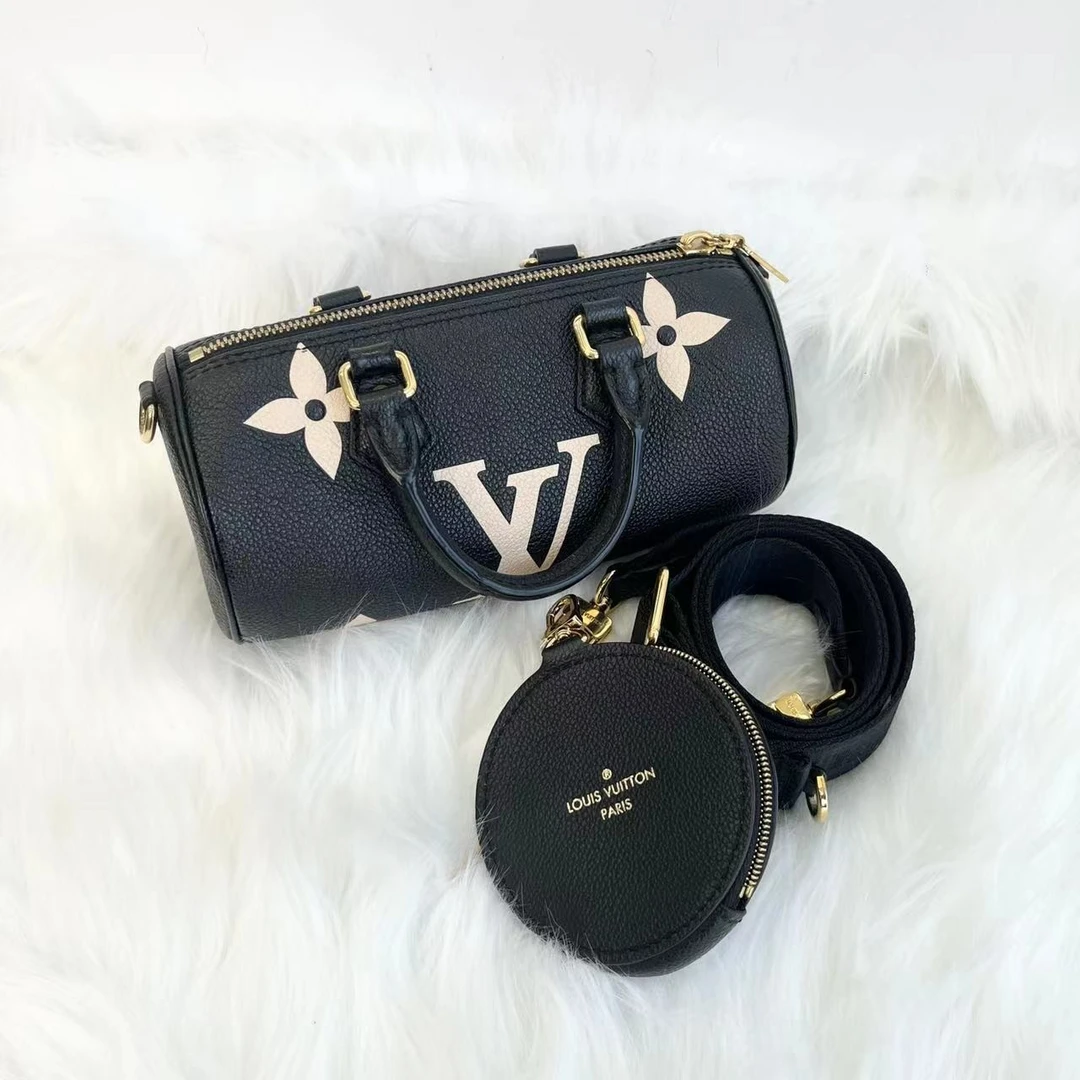 99新 LouisVuitton/路易威登 芯片老花黑白拼色牛皮巴比龙/98新