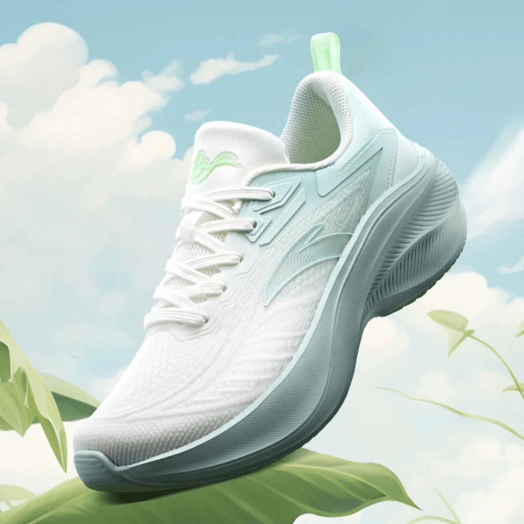安踏叶子系列轻质厚底减震跑步鞋秋季休闲健步透气百搭运动鞋女鞋