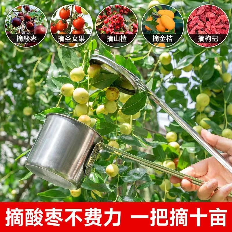 加厚不锈钢摘酸枣神器工具摘山果山枣小枣摘果器摘小果栗子枣工具
