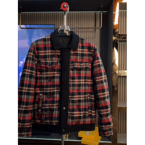 冬季新款轻奢格纹棉服男士时尚男女同款复古百搭秋冬棉服