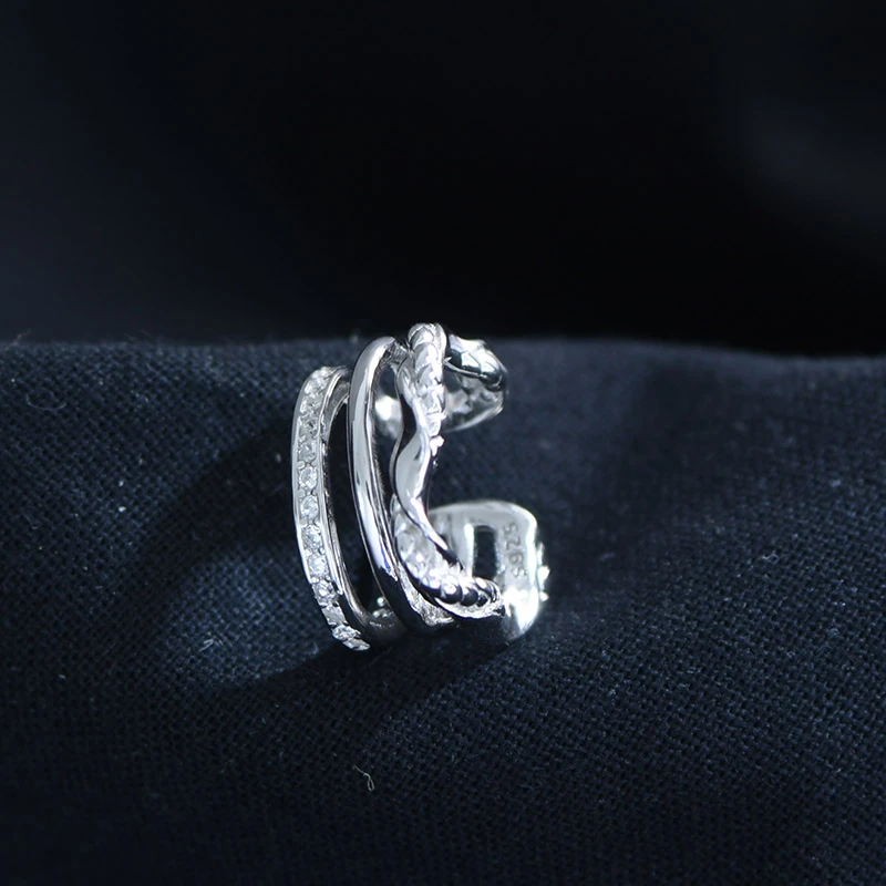 高颜值无耳洞耳夹宽面简约耳骨夹男女925纯银耳环男免打耳洞潮男