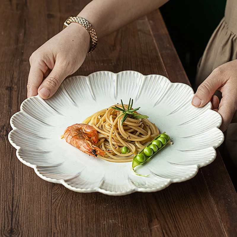 仪式感花边盘陶瓷点心盘家用菜盘西餐盘意面盘甜品盘沙拉盘微瑕