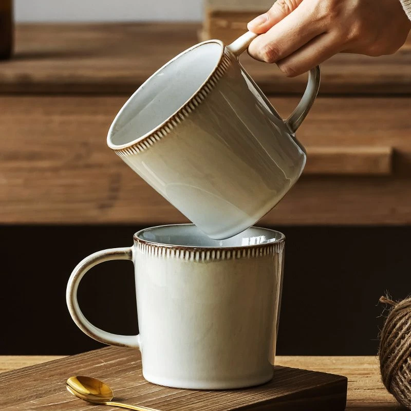 日式复古陶瓷马克杯咖啡杯牛奶杯家用高颜值喝水杯早餐杯待客茶杯