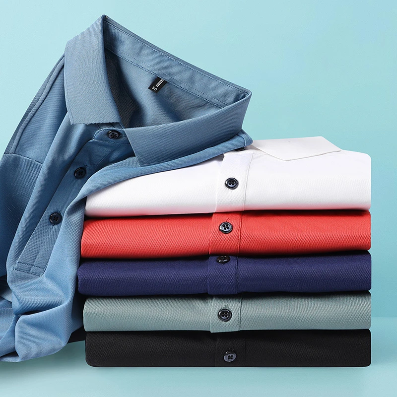 培蒙夏季冰丝男士短袖T翻领半袖商务宽松速干透气纯色polo衫百搭