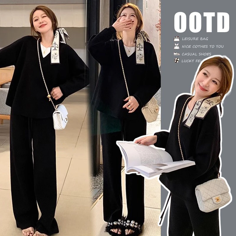 春秋新款孕妇休闲洋气套装时尚懒人穿搭显瘦百搭运动套装