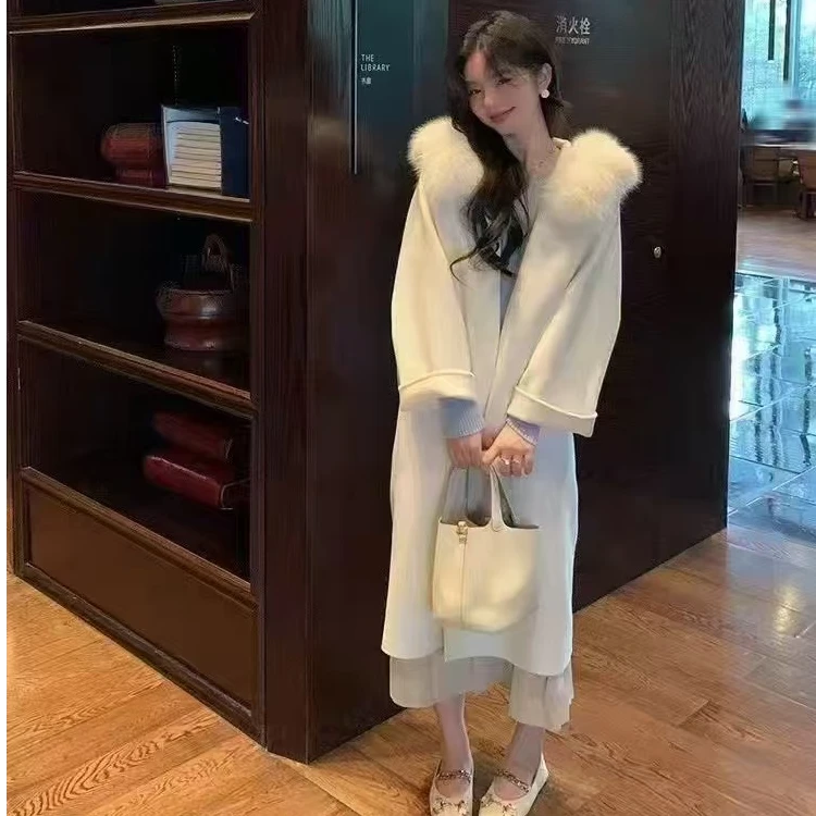 【横竖秋冬特惠款】气质千金大衣中长款立领宽松加厚过膝呢子外套