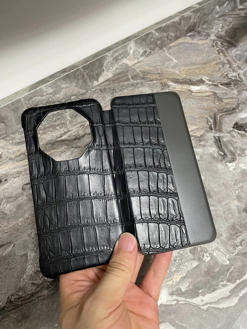 适用华为mate60rs手机壳免翻盖接听智能非凡大师鳄鱼皮商务保护套