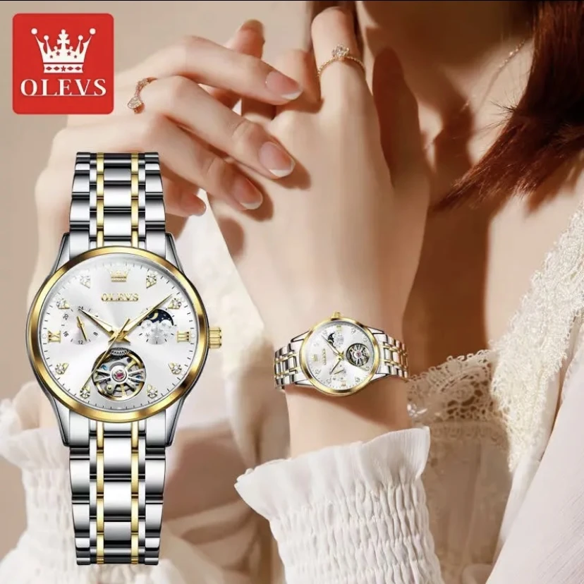 OLEVS/欧利时新款瑞士认证女士手表全自动机械表轻奢名牌正品防水