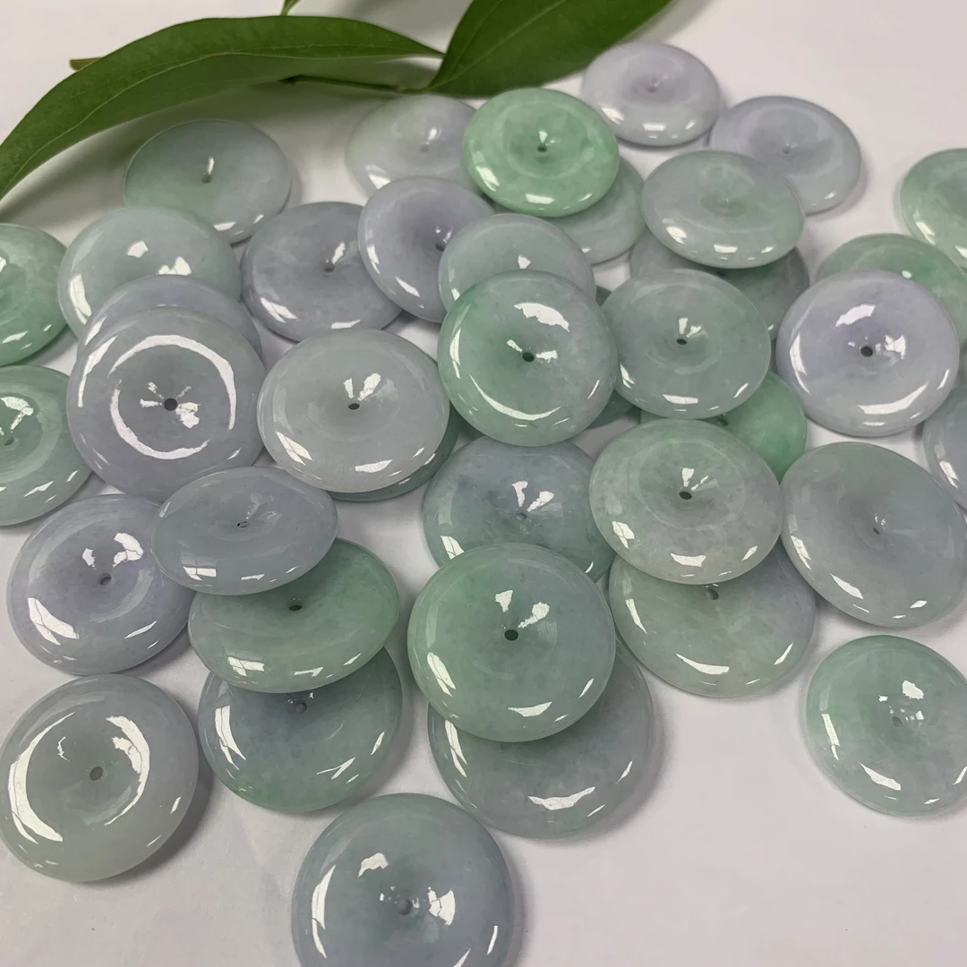 缅甸天然A货翡翠有紫有绿民族国风素款翡翠平安扣吊坠-多样性发货