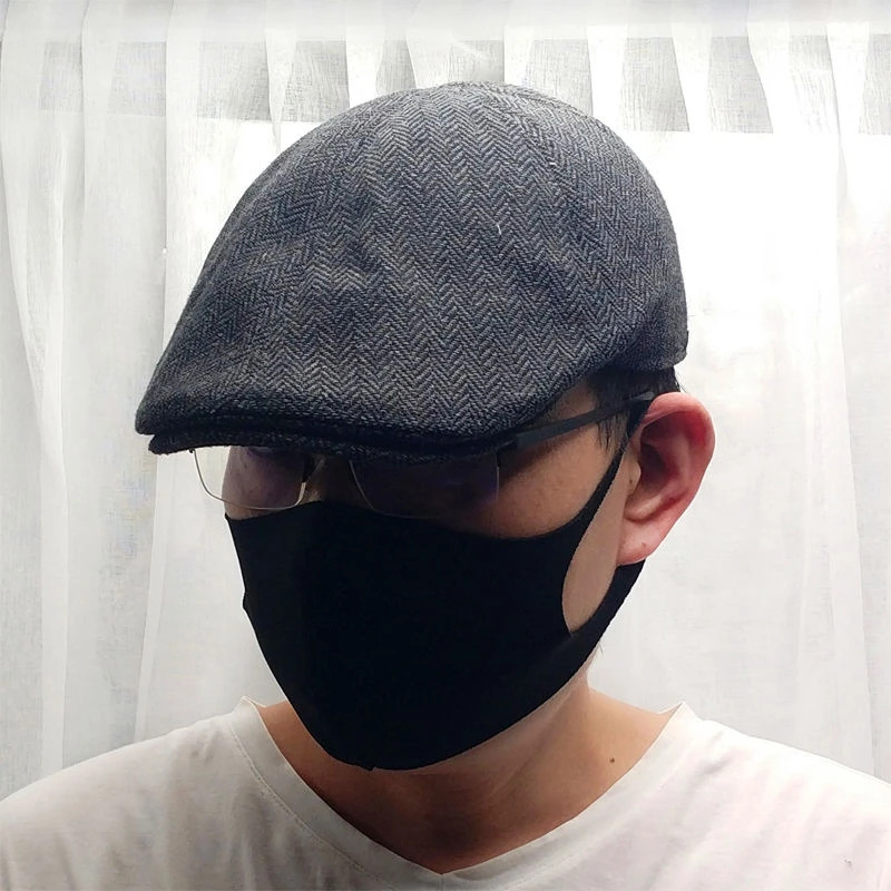 帽子男春秋鸭舌帽男式秋季前进帽人字纹民国复古贝雷帽英伦狩猎帽