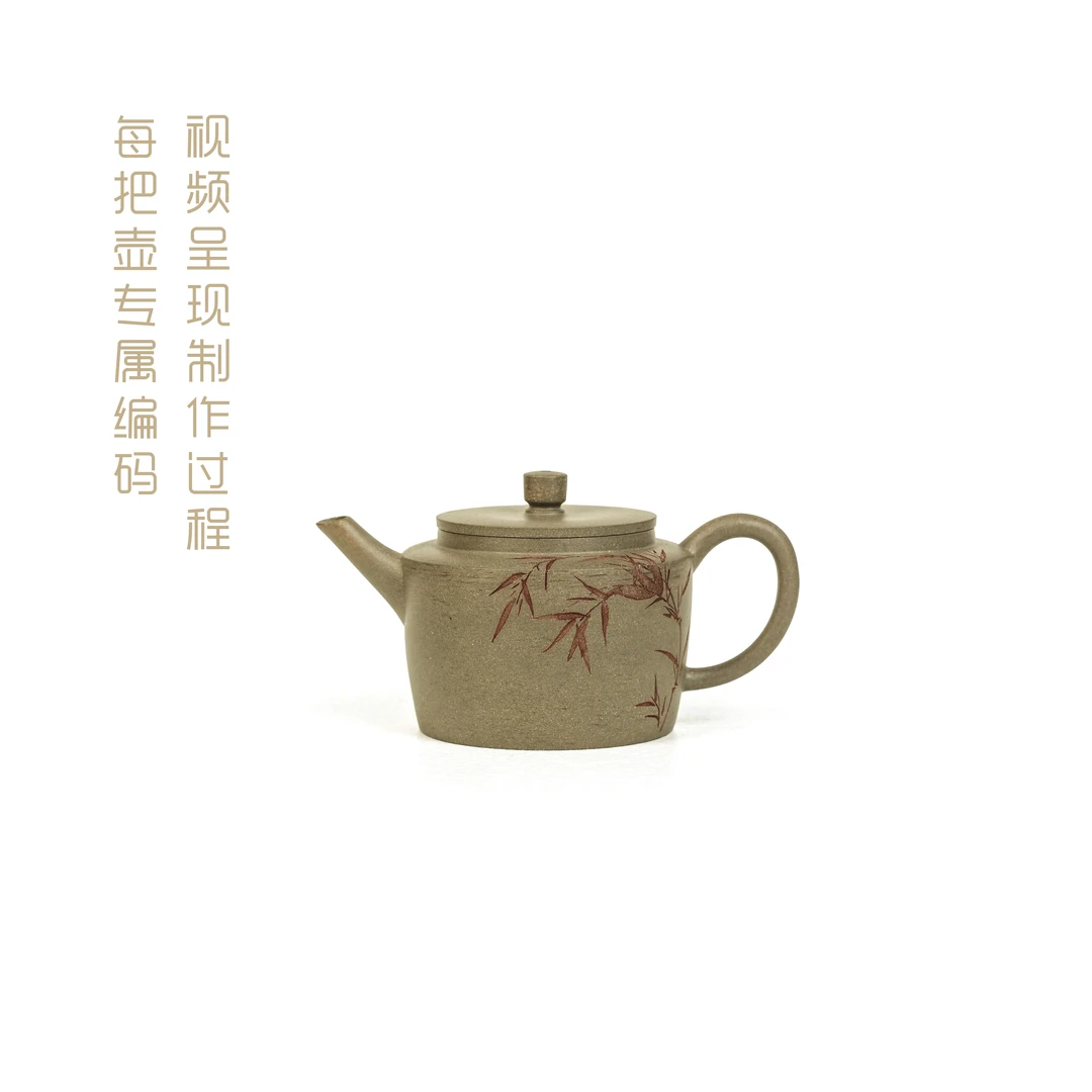 尺度制器-致敬系列 原矿青灰段泥 折肩宫灯壶 全手工宜兴紫砂壶