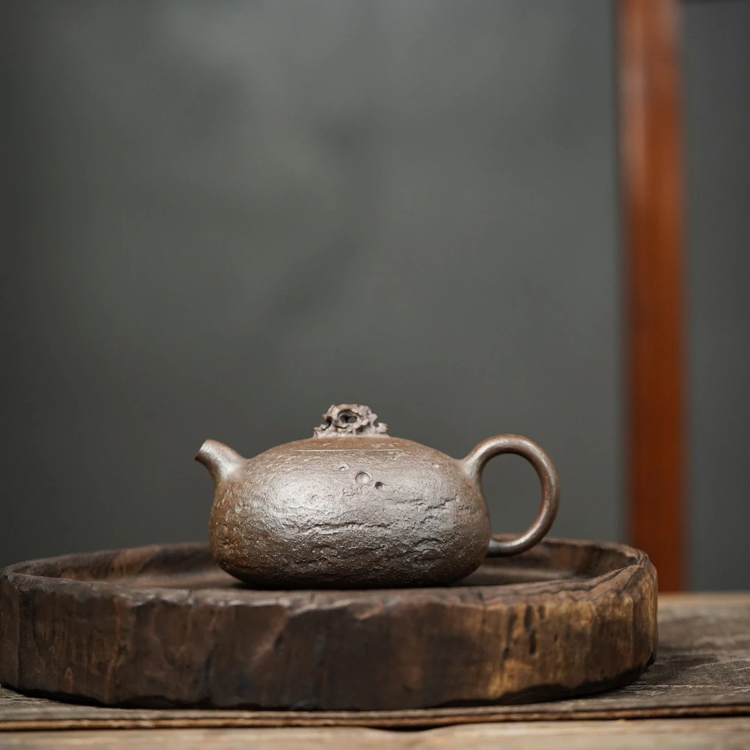 尺度制器-玄月系列紫砂壶 原矿紫泥还原烧 全手工月球紫砂壶