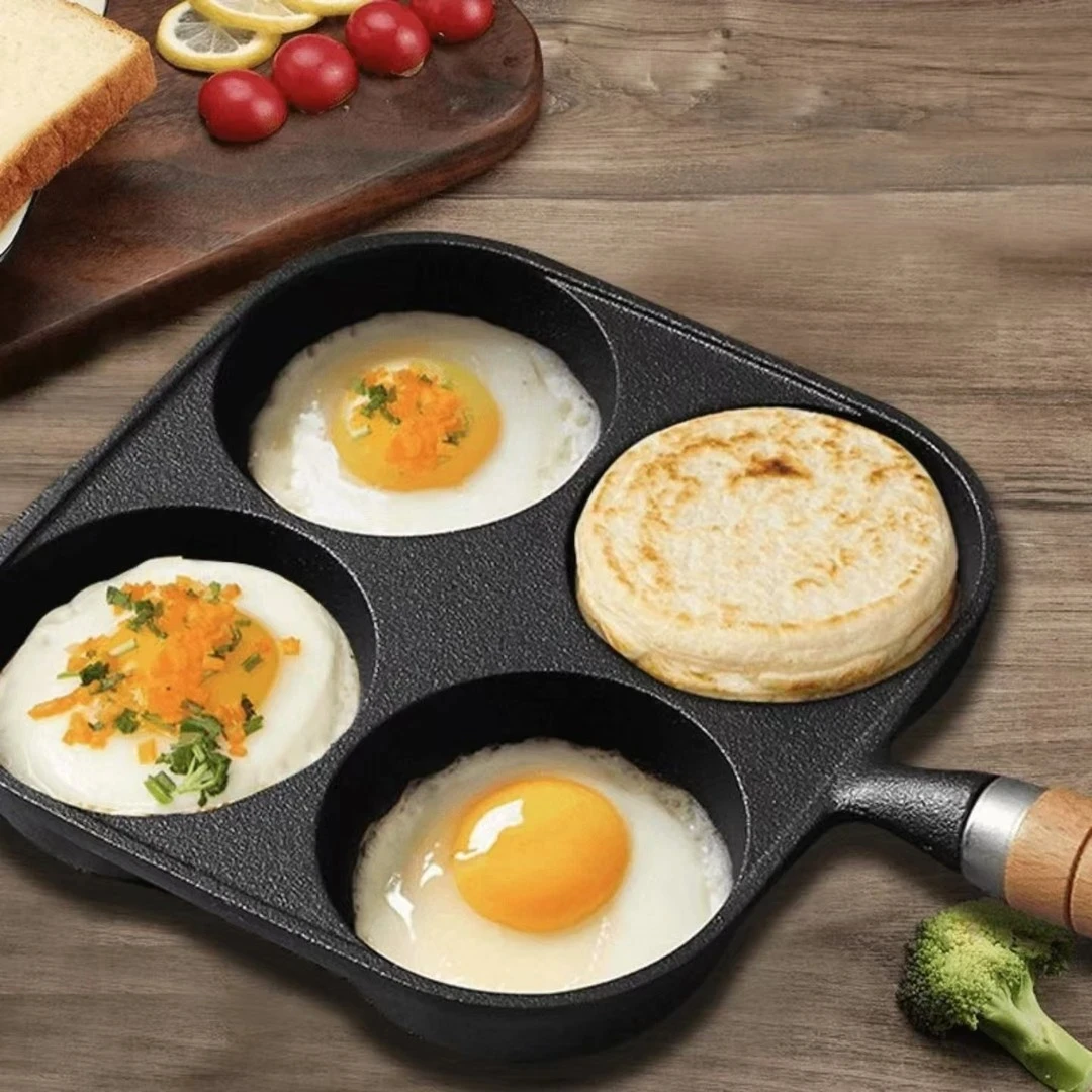 铸铁煎蛋锅加深鸡蛋汉堡机摸具手柄扣无涂层需开锅汽车用锅