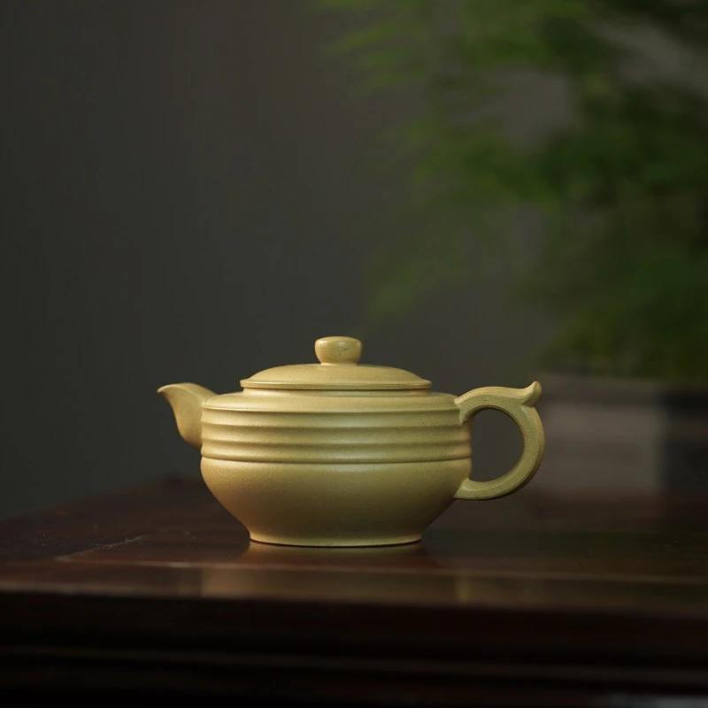 紫砂壶 原矿芝麻黄段 弦纹壶 陈苗作茶壶茶器 170ml