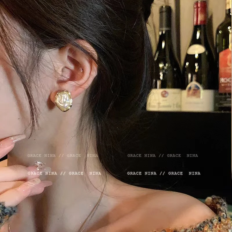 铜合金耳饰 小众高级感复古法式巴洛克耳钉女耳环气质