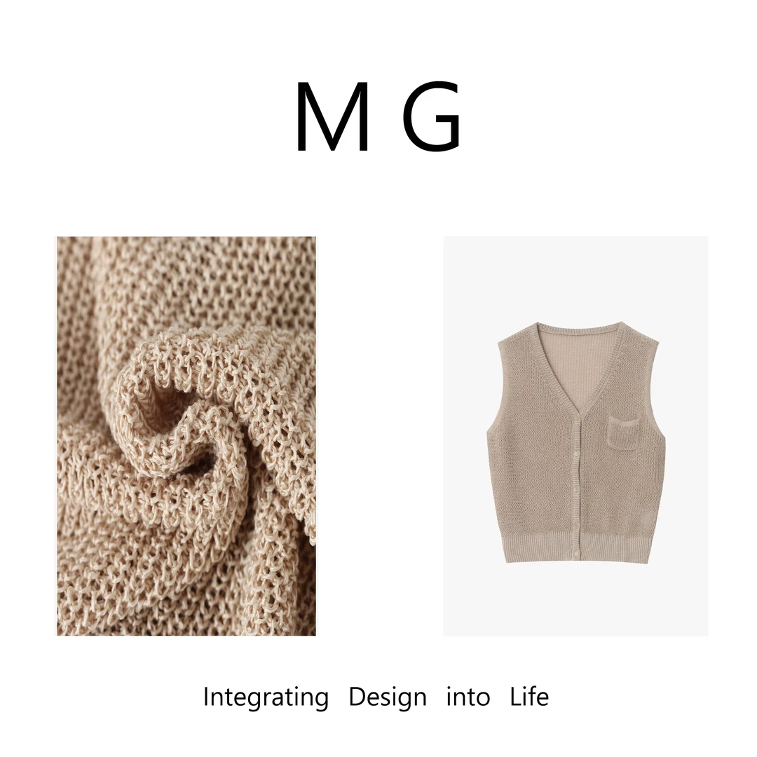 【和纸纱背心】MUAN定制进口和纸纱桑蚕丝宽松背心女ST-76156