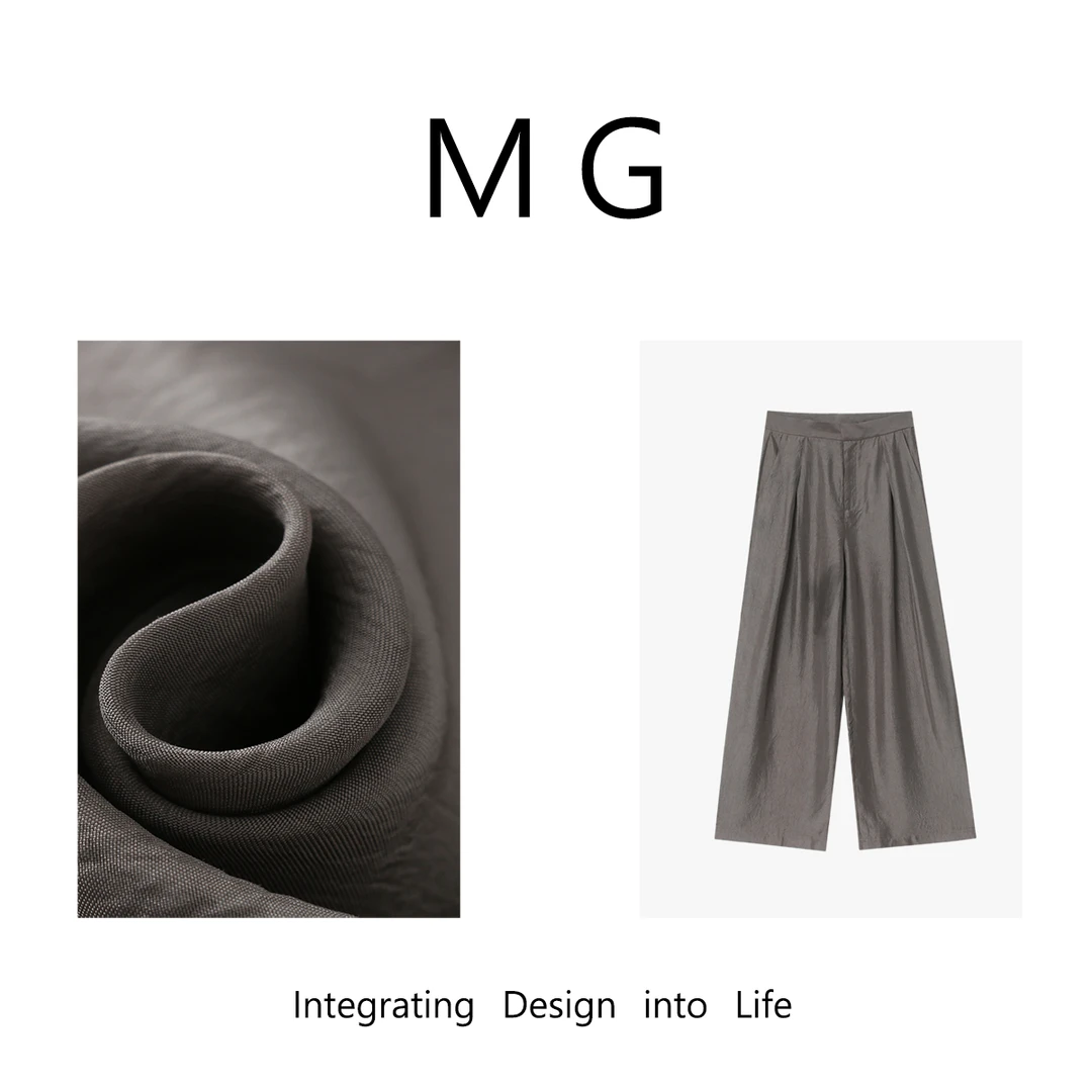 【静奢醋酸裤】MUAN定制静奢100醋酸长裤阔腿裤女DG3-8821