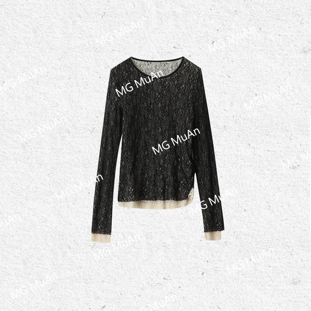 【巴黎美学打底】“巴黎系列”定制高级蕾丝长袖上衣打底女YJ-23628