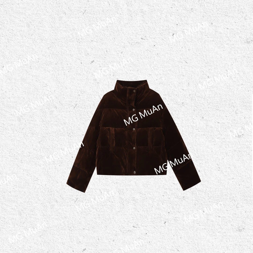 【太妃糖羽绒】 muan定制咖色宽松长袖羽绒服上衣外套女YJ-23675