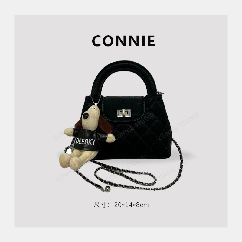 【康妮甄选】女士中号潮流时尚气质百搭手拎单肩包ZT-D9628-黑色