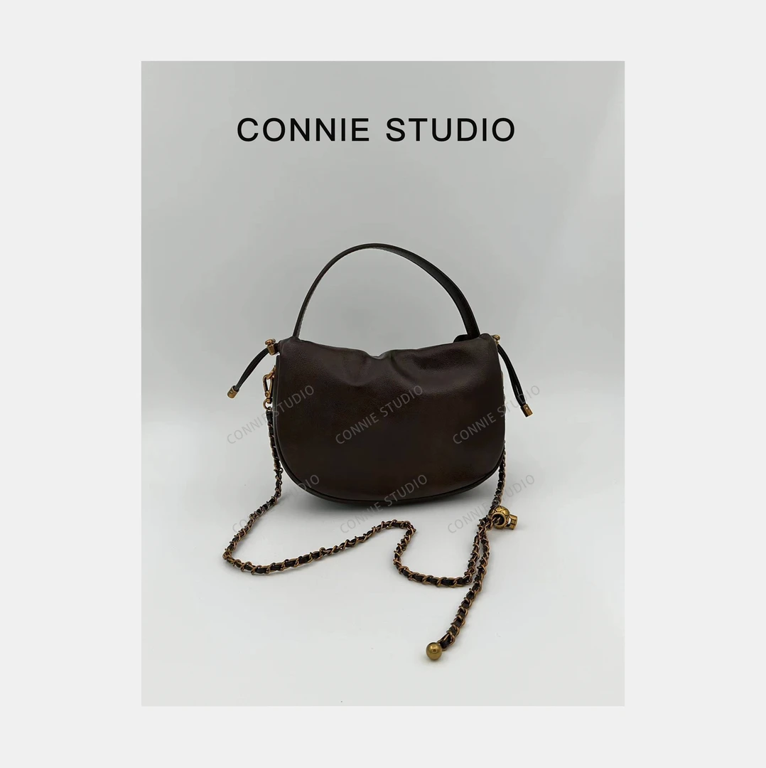 【康妮甄选】女士潮流时尚经典气质手拎单肩斜跨包SKL-G8019-咖啡色