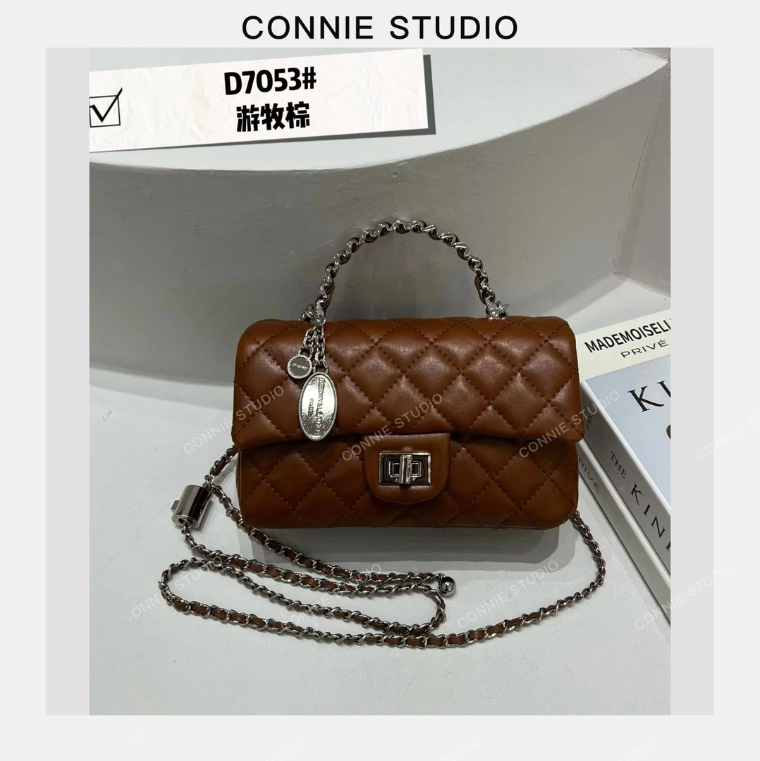 【康妮甄选】秋冬简约潮流轻奢时尚气质斜跨包ZT-D7053-游牧棕
