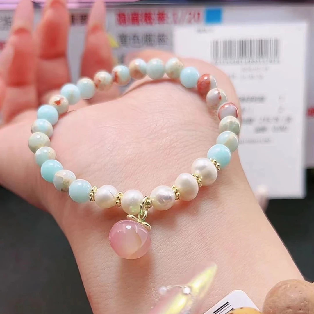 寿山石淡水珍珠手链女款女士手链轻奢小众新款