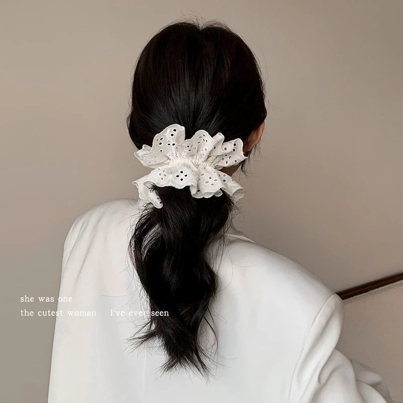 可爱百搭法式蕾丝大肠发圈女高弹力扎头发绳发饰高马尾头绳头饰品
