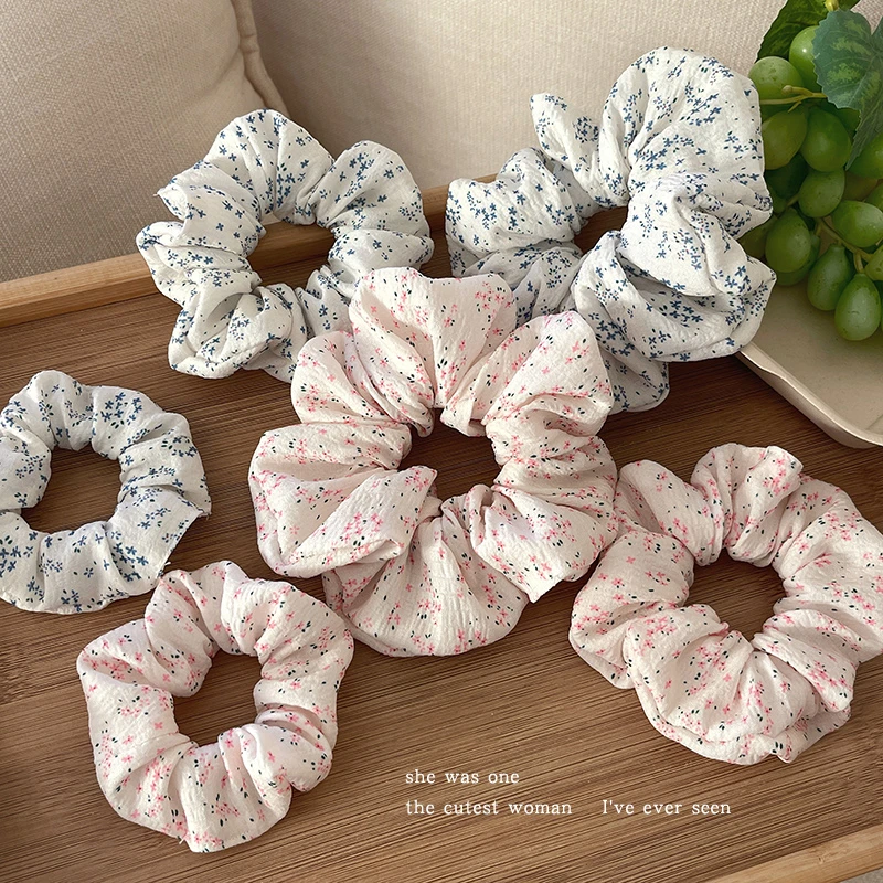 布艺碎花大肠发圈头饰女韩系高级感头绳扎丸子头发绳网红皮套皮筋