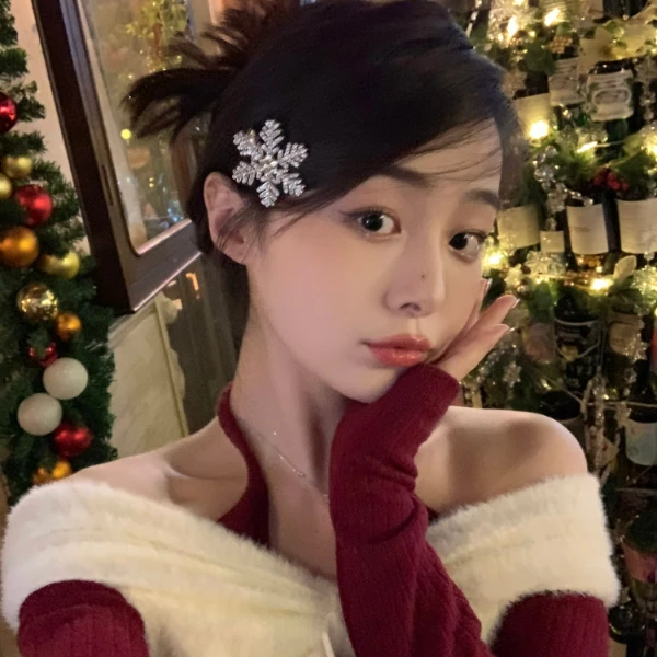 秋冬闪钻雪花发夹少女侧边前额刘海夹小夹子头饰发卡鸭嘴夹发饰