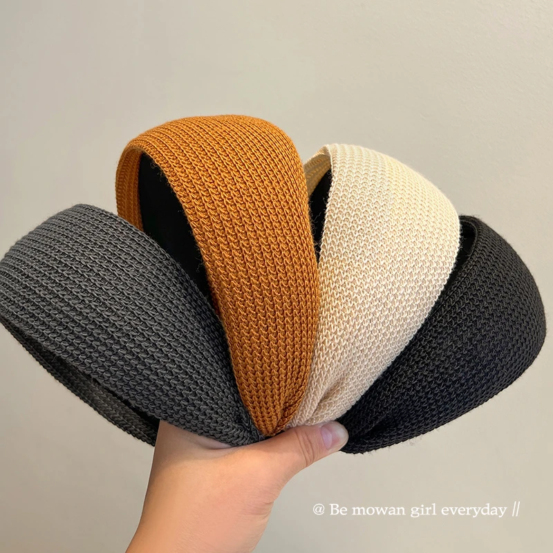 毛线针织早秋宽边发箍女高颅顶洗脸压发头箍复古发卡发捆气质头饰