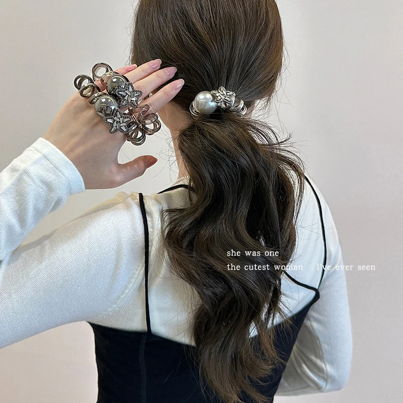 韩式星星电话线发圈发绳头绳2025新款高端皮筋女扎头皮套头饰发饰