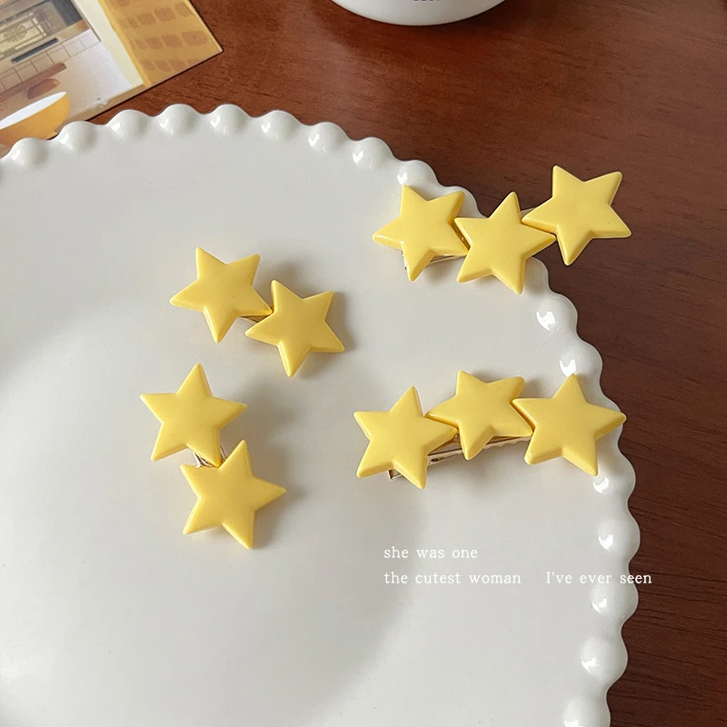 多巴胺黄色星星发夹 刘海鸭嘴夹子边夹ins少女心发卡头饰发饰甜美