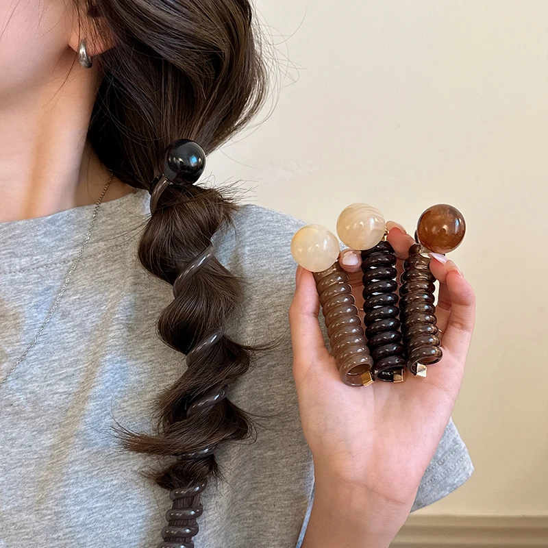 简约泡泡辫电话线发圈网红2025新款头绳高弹力橡皮筋耐用发绳头饰