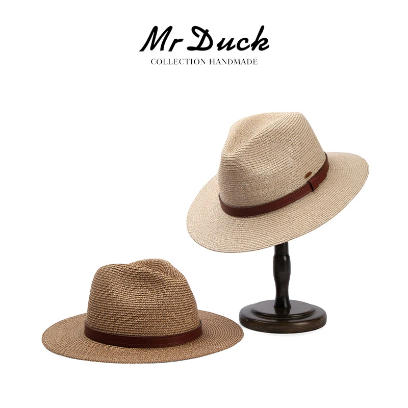 Mr DUCK轻奢名品进口马尼拉麻草帽夏天防晒遮阳帽大檐巴拿马礼帽