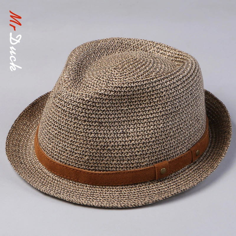 mrduck菲律宾麻男女轻奢帽夏天短檐礼帽时尚百搭中老年遮阳帽
