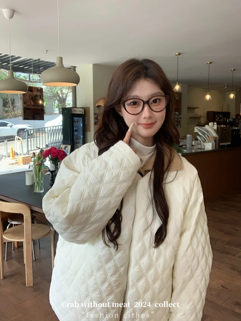 谢不肉现货【提琴偶遇】简约落肩袖慵懒宽松百搭保暖棉服外套5301