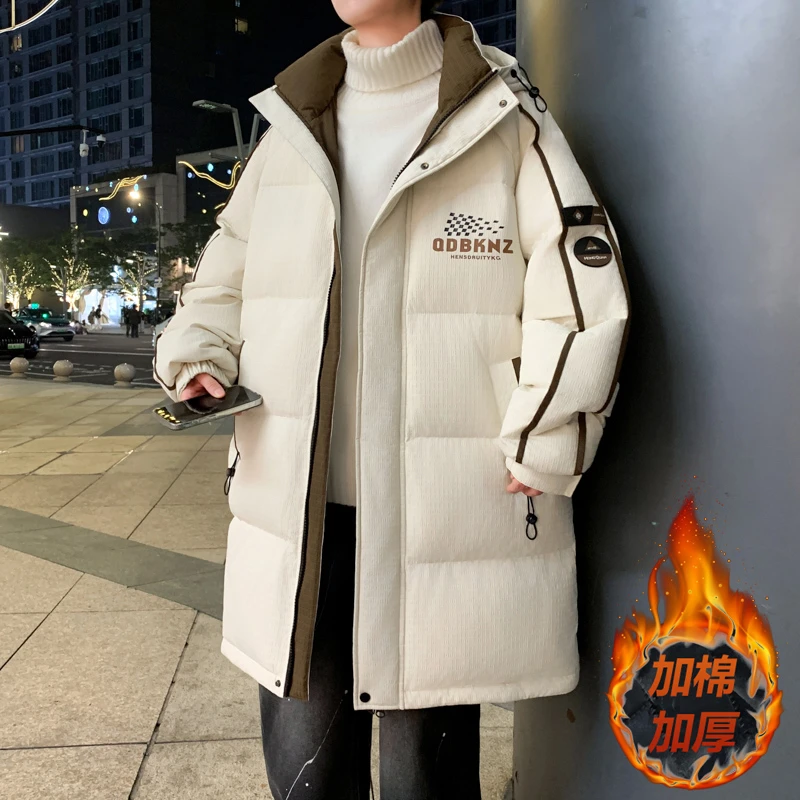 青少年男孩连帽潮流帅气冬季休闲棉服中长款棉衣加厚棉袄保暖外套