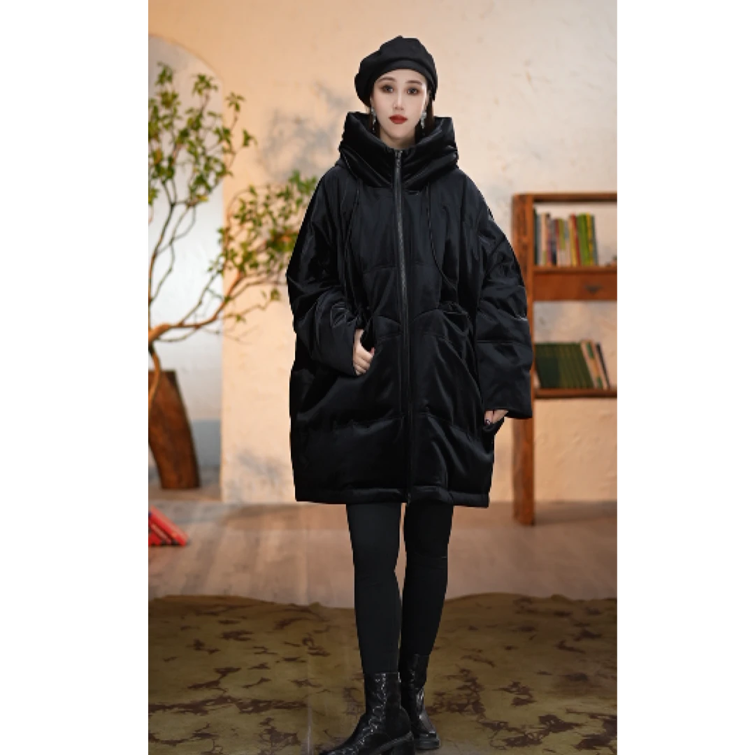 【镶守·青山】冬季中式优雅气质时尚宽松保暖中长款白鹅绒服G3555