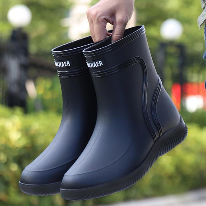 男士雨鞋中筒时尚耐磨防滑水鞋加绒保暖套鞋轻便雨靴钓鱼防水胶鞋