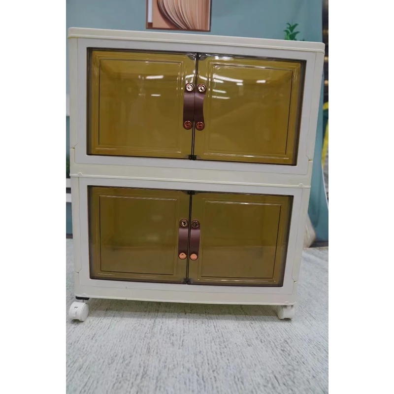 折叠收纳柜子磁吸置物柜家用儿童玩具衣物储物柜塑料二层收纳柜