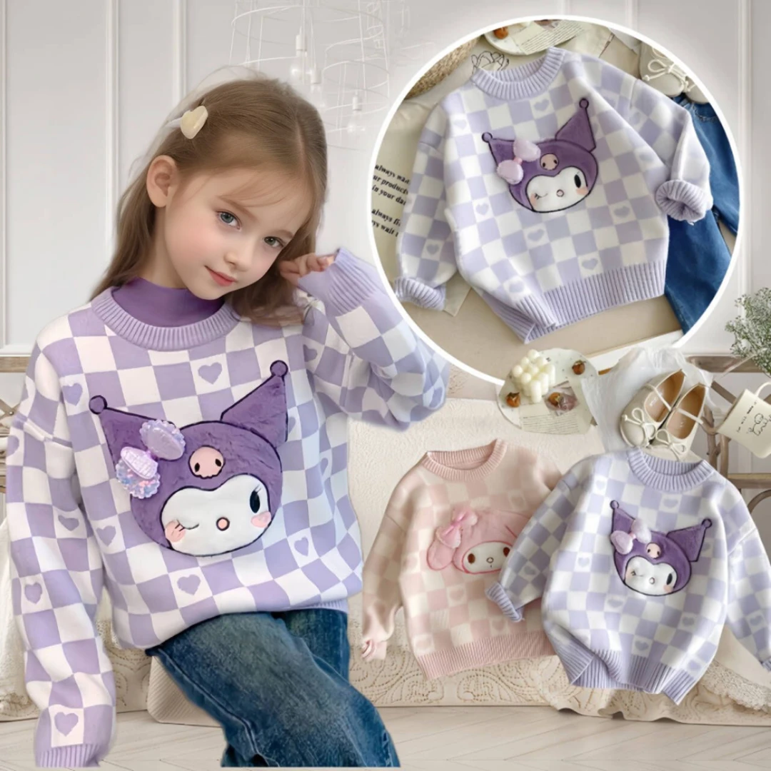 女童秋冬装毛衣2024新款加绒上衣宝宝秋冬季套头打底儿童针织衫潮