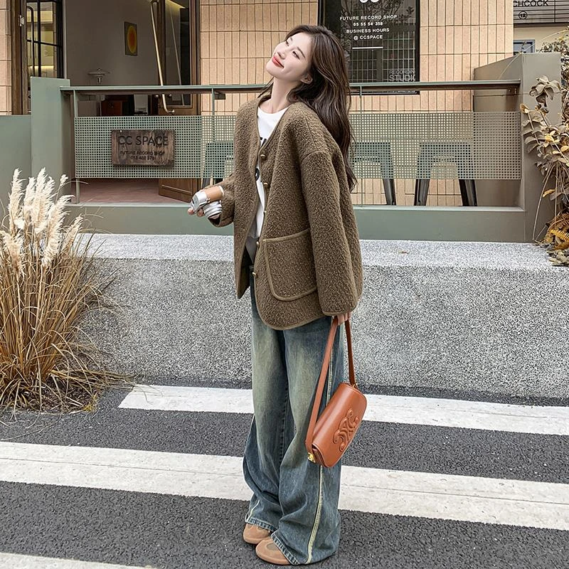 美拉德咖色小香风毛呢外套女秋冬新款韩系高级感洋气减龄呢子上衣