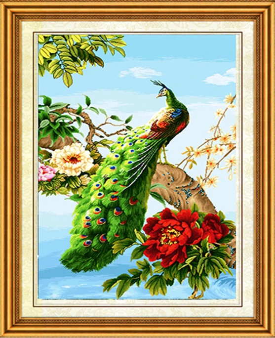富贵孔雀  双线半针材料包 （54 色）尺寸：92*129