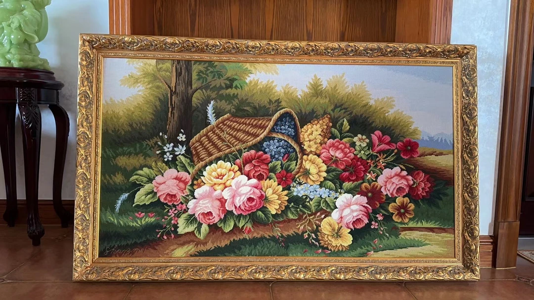 绒绣  一览春色 （61 色）双线半针材料包 尺寸： 159*90