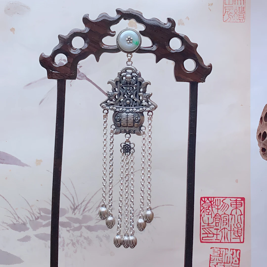 925银胸针 银压襟素款复古国风